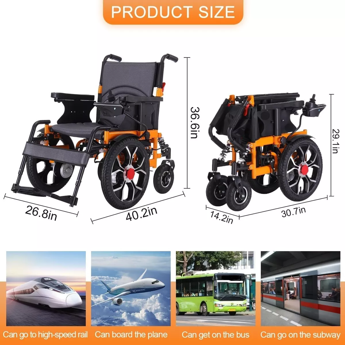 Foto 5 pulgar | Silla de Ruedas Eléctrica AIJIA EW8014 Todo Terreno Plegable con Doble Motor de 250W y 150 kg de Soporte