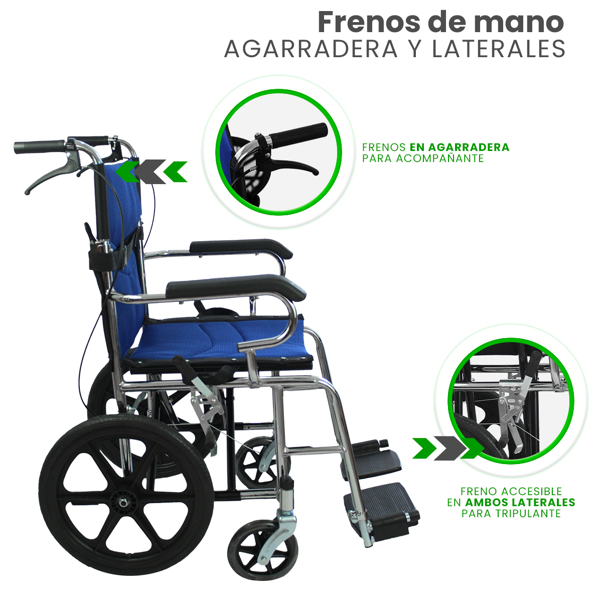 Foto 5 pulgar | Silla de Ruedas Linium 16 Pulgadas Ligera Plegable Azul