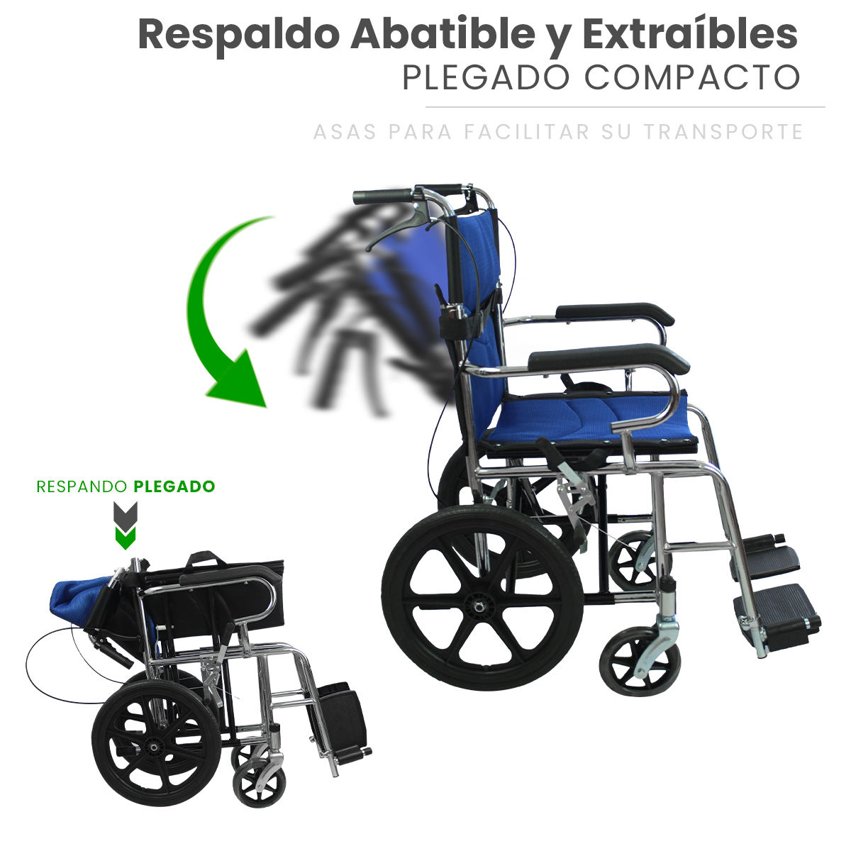 Foto 6 pulgar | Silla de Ruedas Linium 16 Pulgadas Ligera Plegable Azul