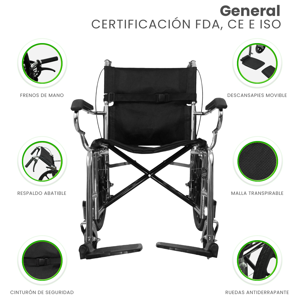 Foto 4 pulgar | Silla de Ruedas Linium 16 Pulgadas Plegable color Negra
