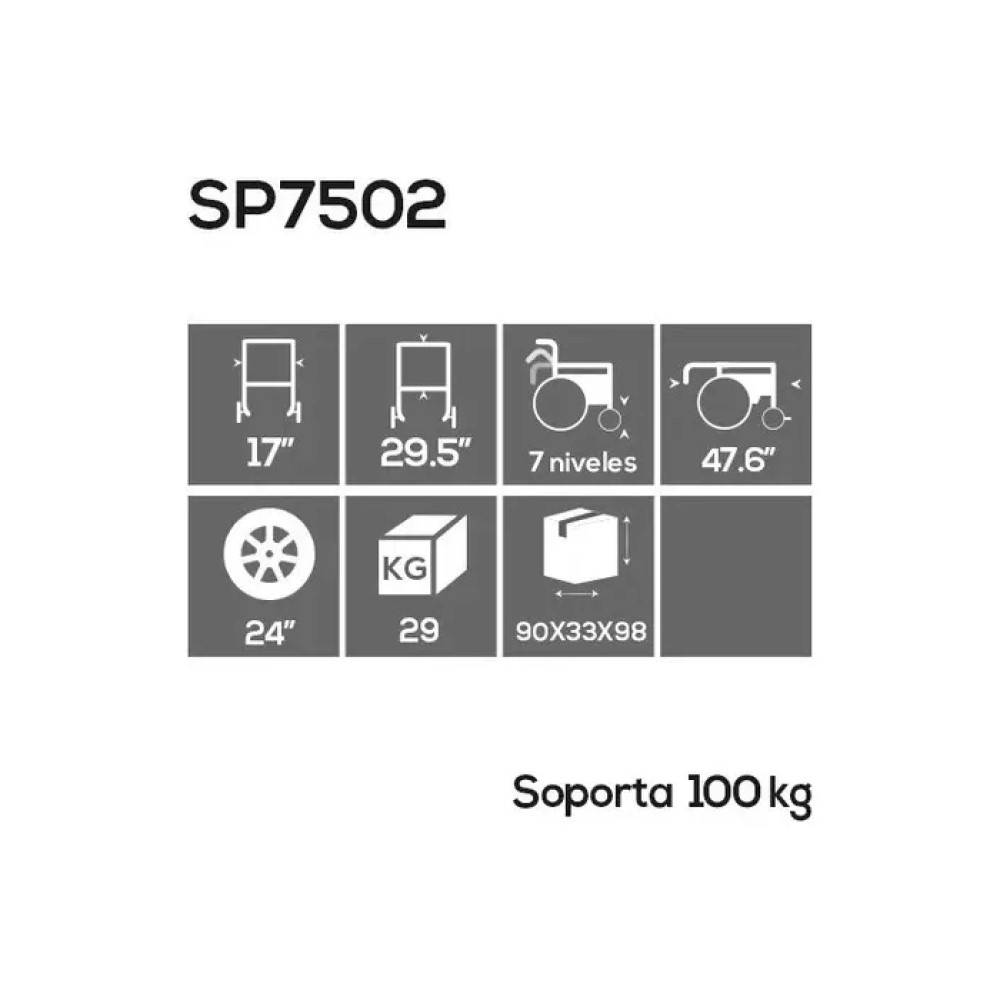 Foto 7 pulgar | Silla de Ruedas Speedy Sp7502 color Negro