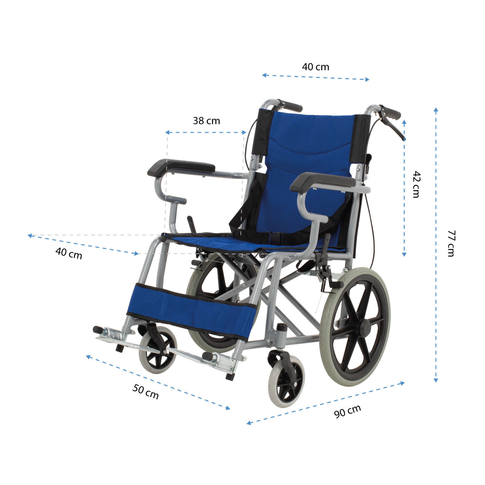 Foto 3 pulgar | Silla de Ruedas Juvenil Onof Onsr-09 Plegable de Transportador color Azul