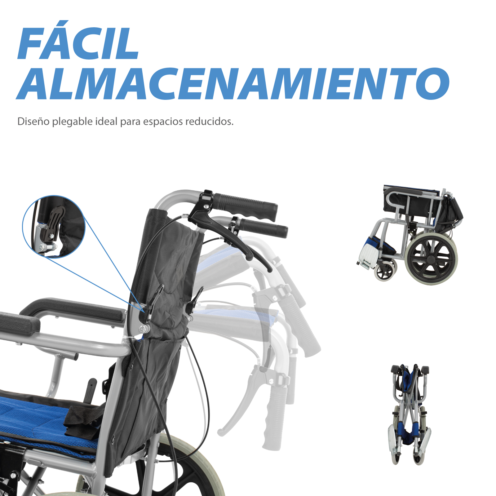 Foto 5 pulgar | Silla de Ruedas Juvenil Onof Onsr-09 Plegable de Transportador color Azul