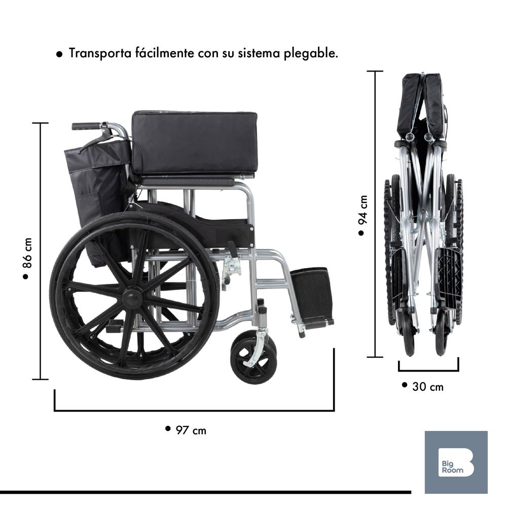 Foto 4 pulgar | Silla De Ruedas Ligera Plegable Traslado Compacta Con Freno