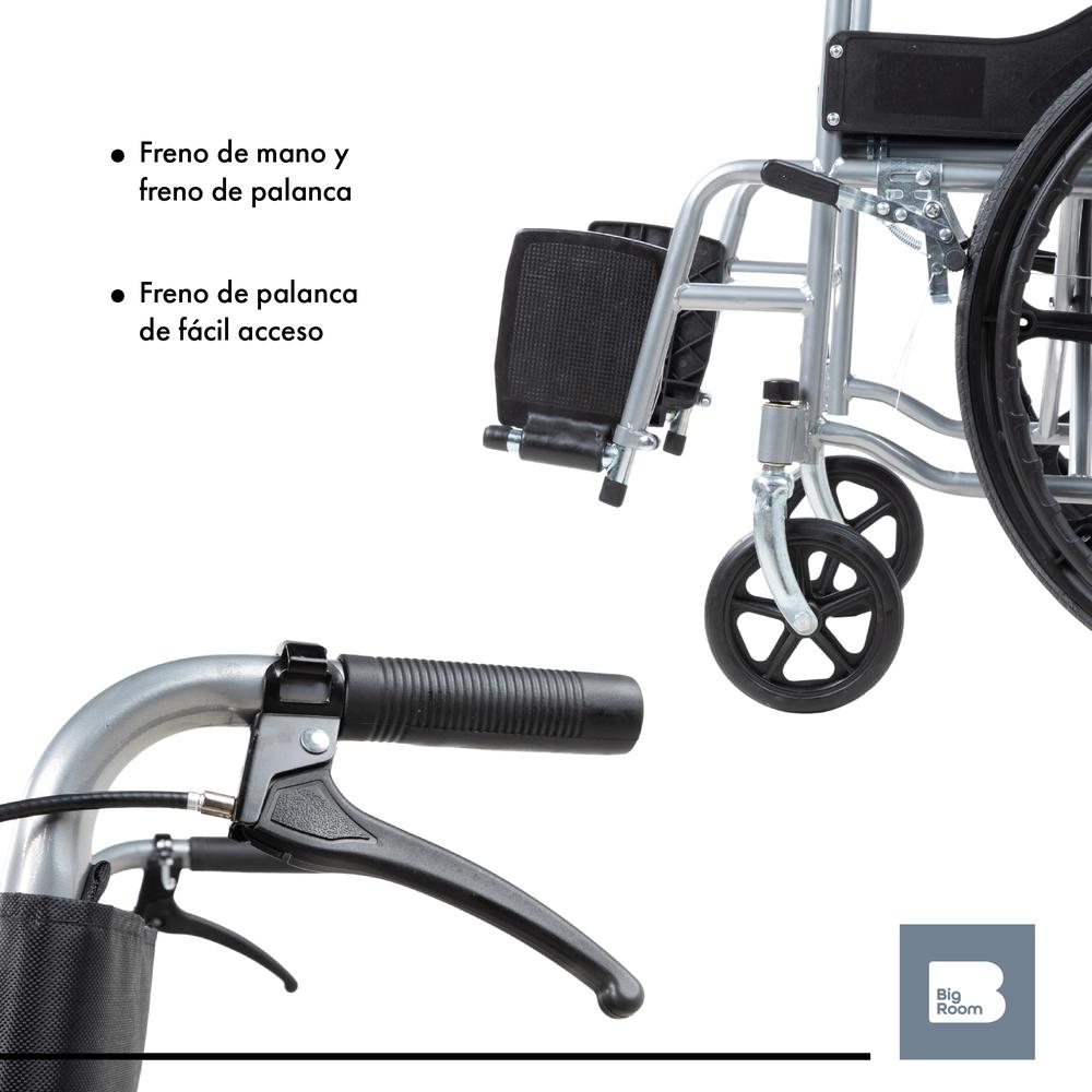 Foto 9 pulgar | Silla De Ruedas Ligera Plegable Traslado Compacta Con Freno