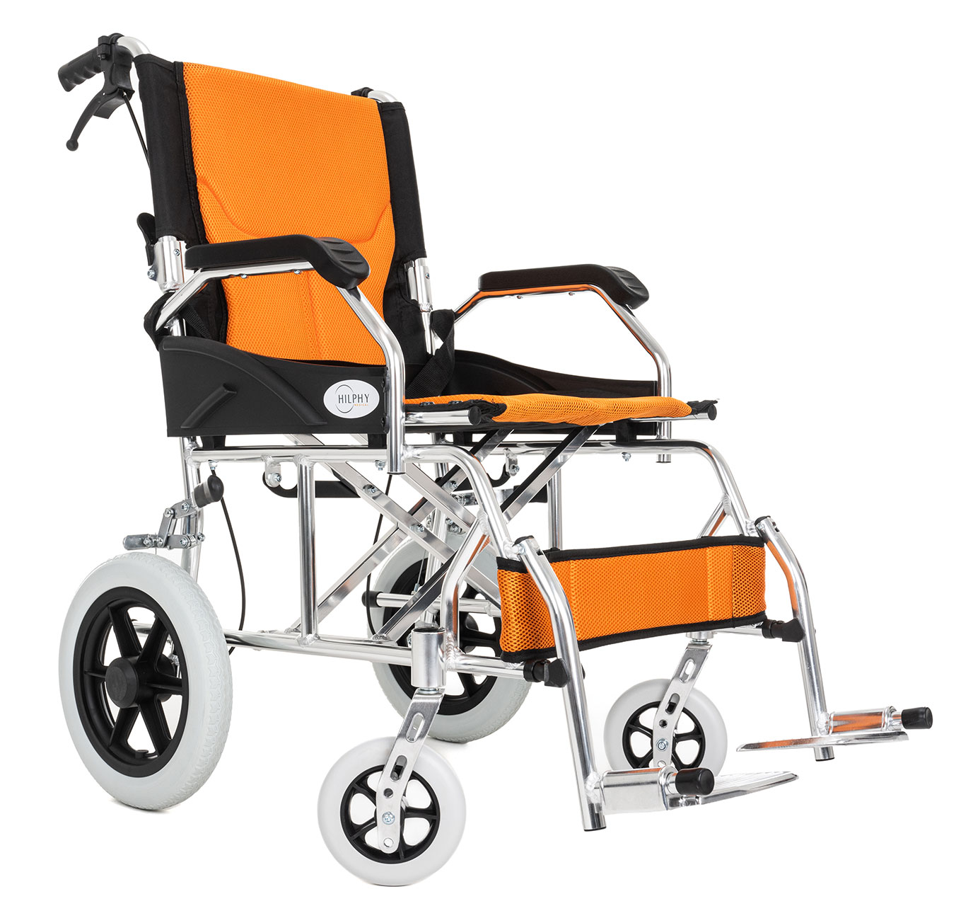 Silla de Ruedas de Traslado Hilphy Medical Hil63f3nar Anaranjada de Aluminio
