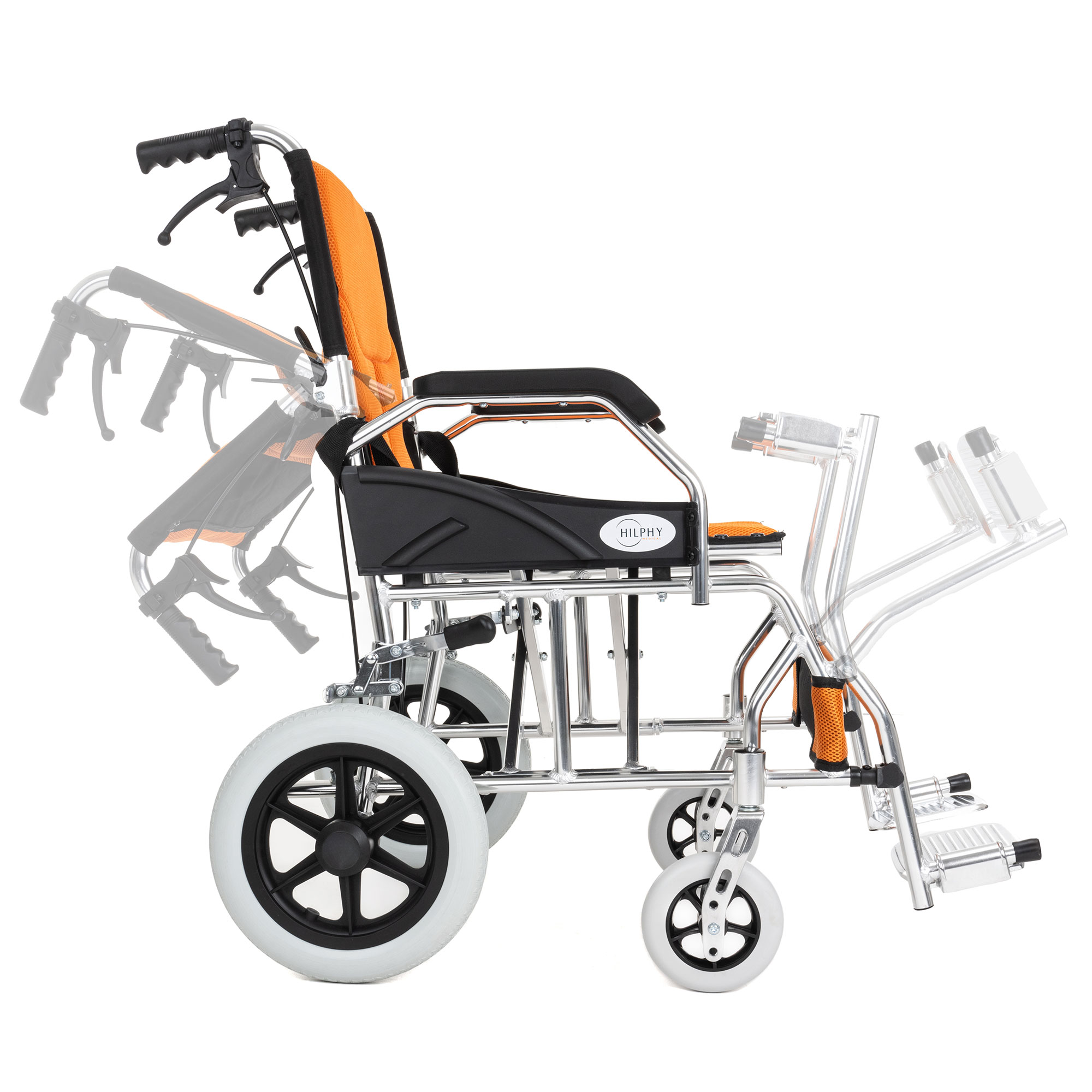 Foto 2 | Silla de Ruedas de Traslado Hilphy Medical Hil63f3nar Anaranjada de Aluminio