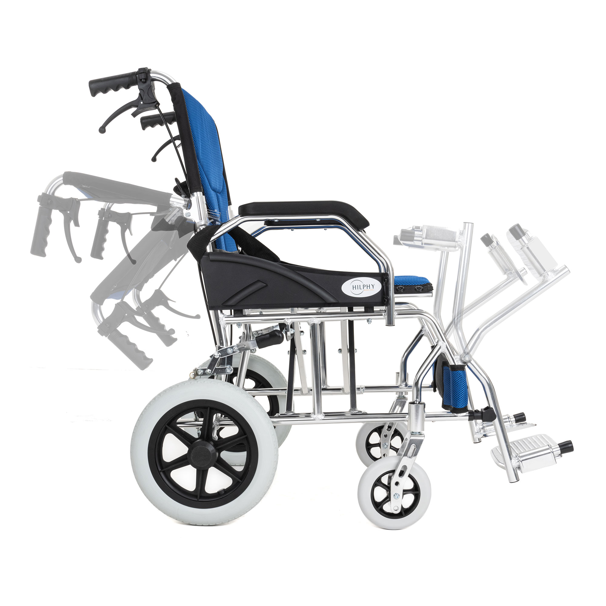 Foto 3 pulgar | Silla de Ruedas de Traslado Hilphy Medical Hil63f3a Azul de Aluminio