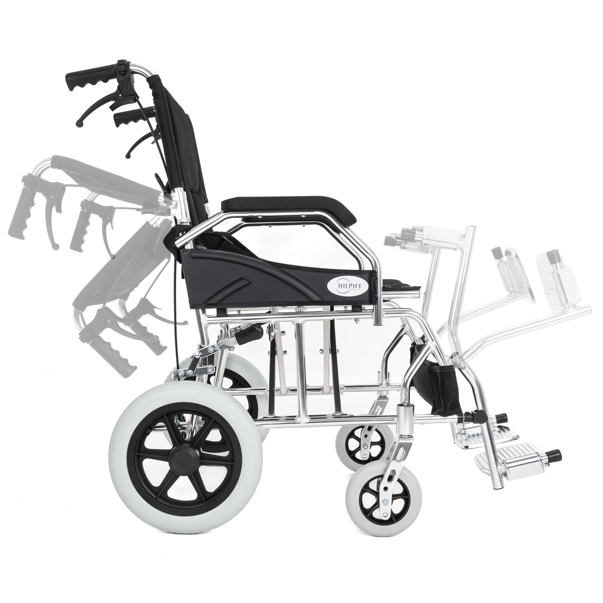 Foto 2 | Silla de Ruedas de Traslado Hilphy Medical Hil63f3ne Negra de Aluminio