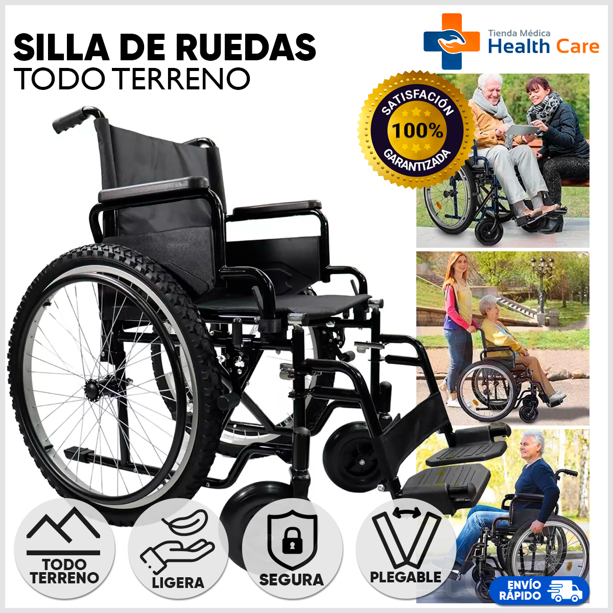 Foto 3 pulgar | Silla de Ruedas Mobicare Negro con Descansapiés Desmontables y Descansabrazos Abatibles