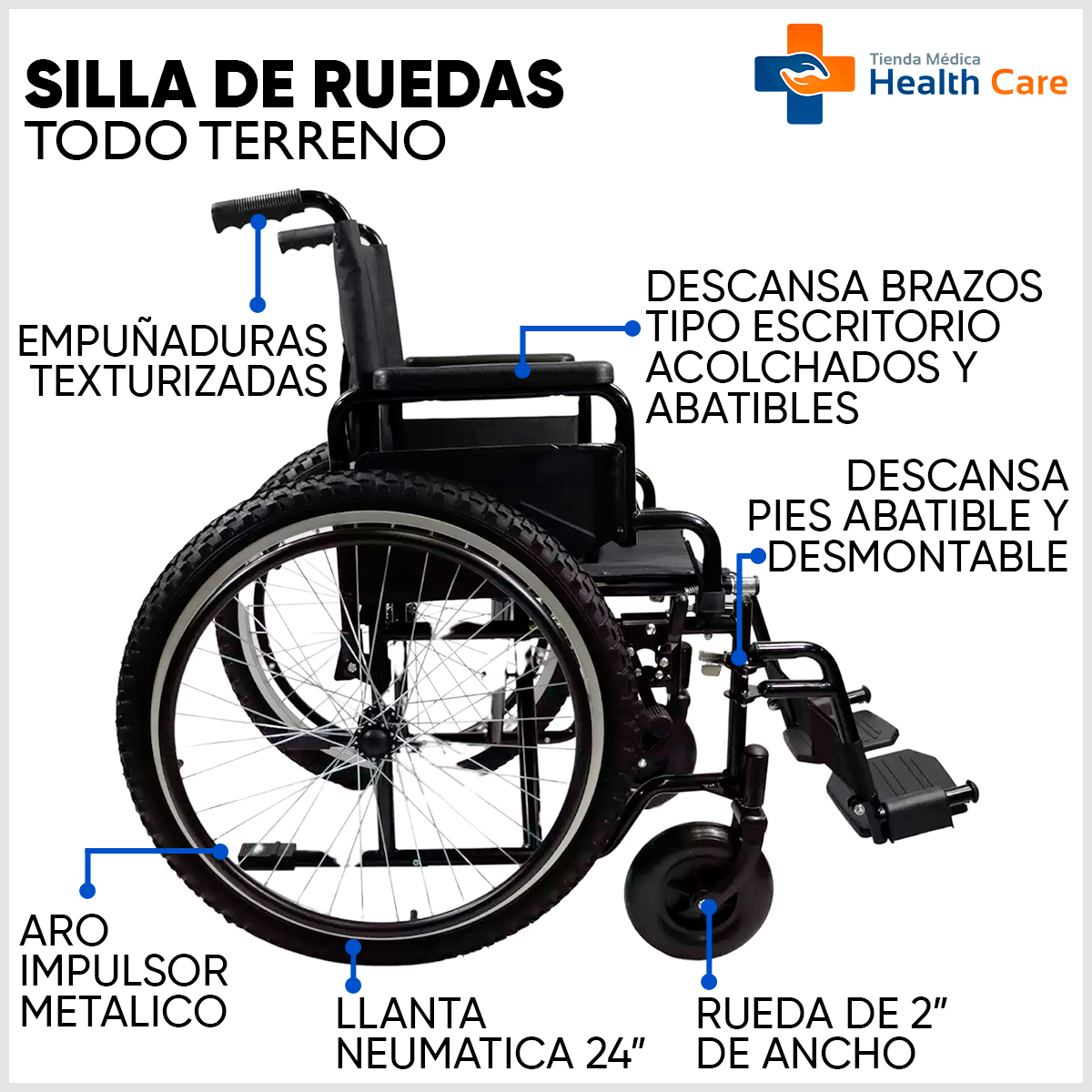 Foto 6 pulgar | Silla de Ruedas Mobicare Negro con Descansapiés Desmontables y Descansabrazos Abatibles