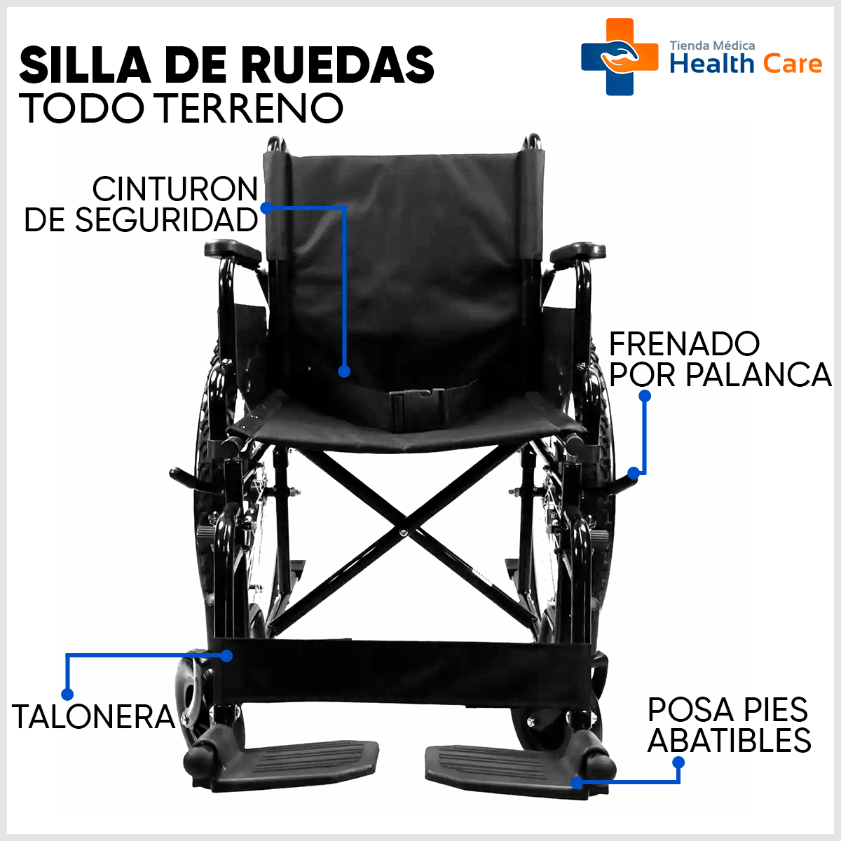 Foto 7 pulgar | Silla de Ruedas Mobicare Negro con Descansapiés Desmontables y Descansabrazos Abatibles