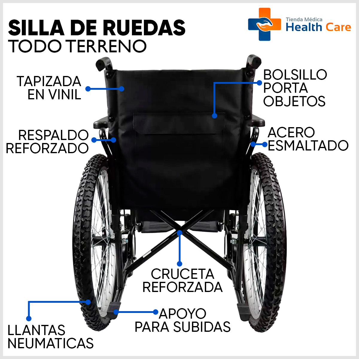 Foto 8 pulgar | Silla de Ruedas Mobicare Negro con Descansapiés Desmontables y Descansabrazos Abatibles