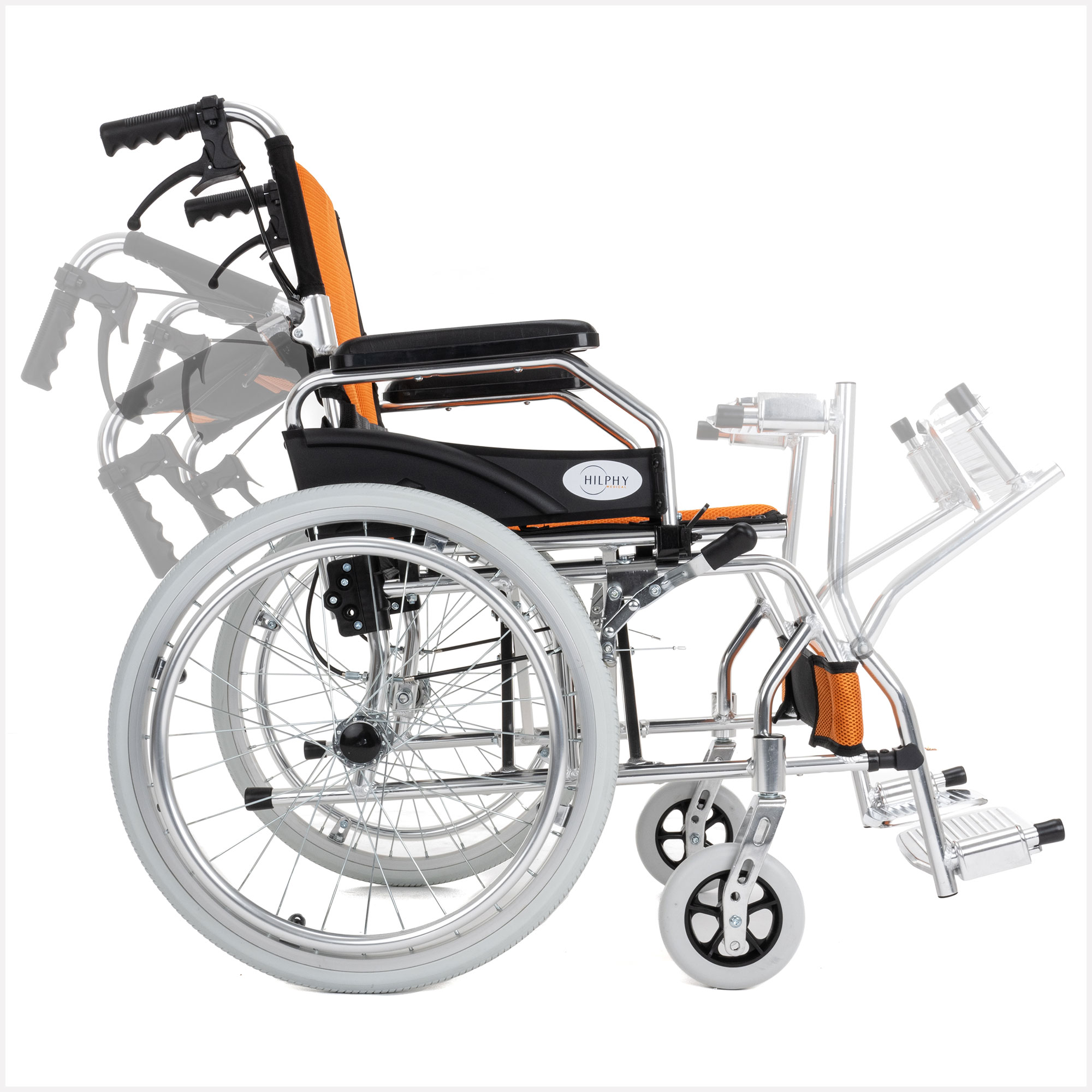 Foto 6 pulgar | Silla de Ruedas Hilphy Medical Hil63f7nar Naranja de Aluminio Ultraligera