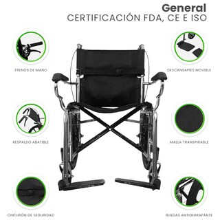 Foto 3 | Silla De Ruedas Linium Infantil Plegable Ligera Pediátrica Negra