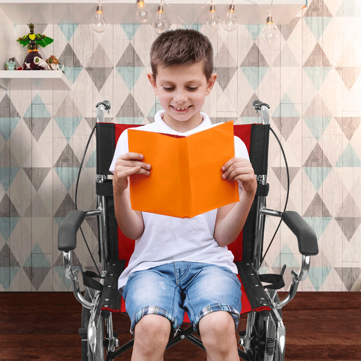 Foto 9 pulgar | Silla De Ruedas Linium Premium Plegable Ligera Infantil Pediátrica Roja