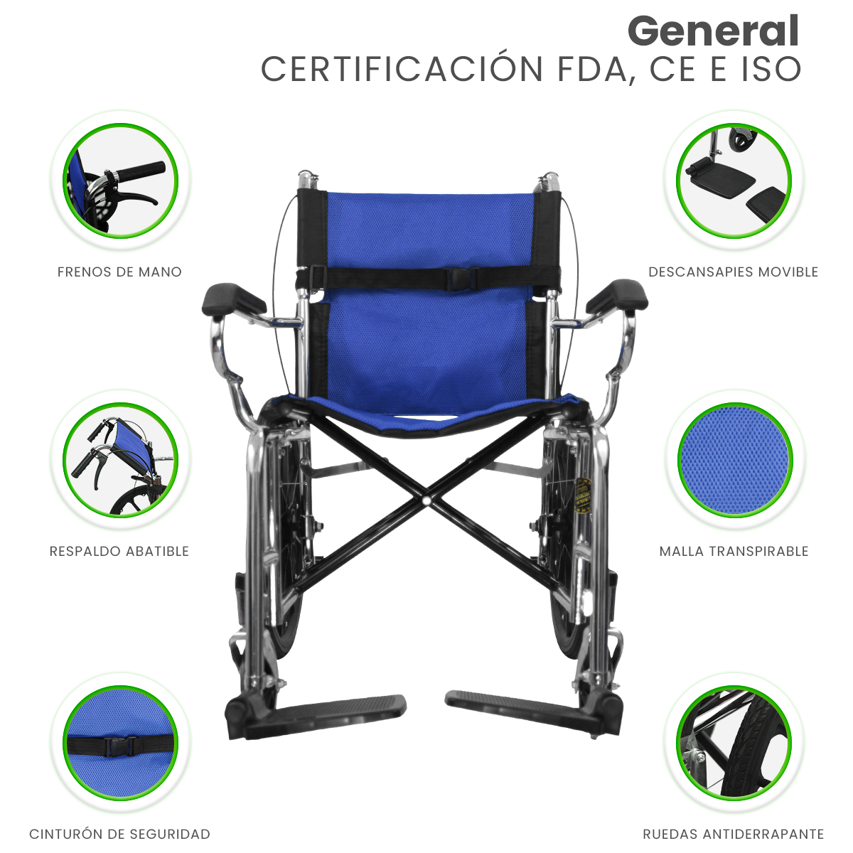 Foto 4 pulgar | Silla de Ruedas Linium Infantil  Plegable Ligera Pediátrica Azul