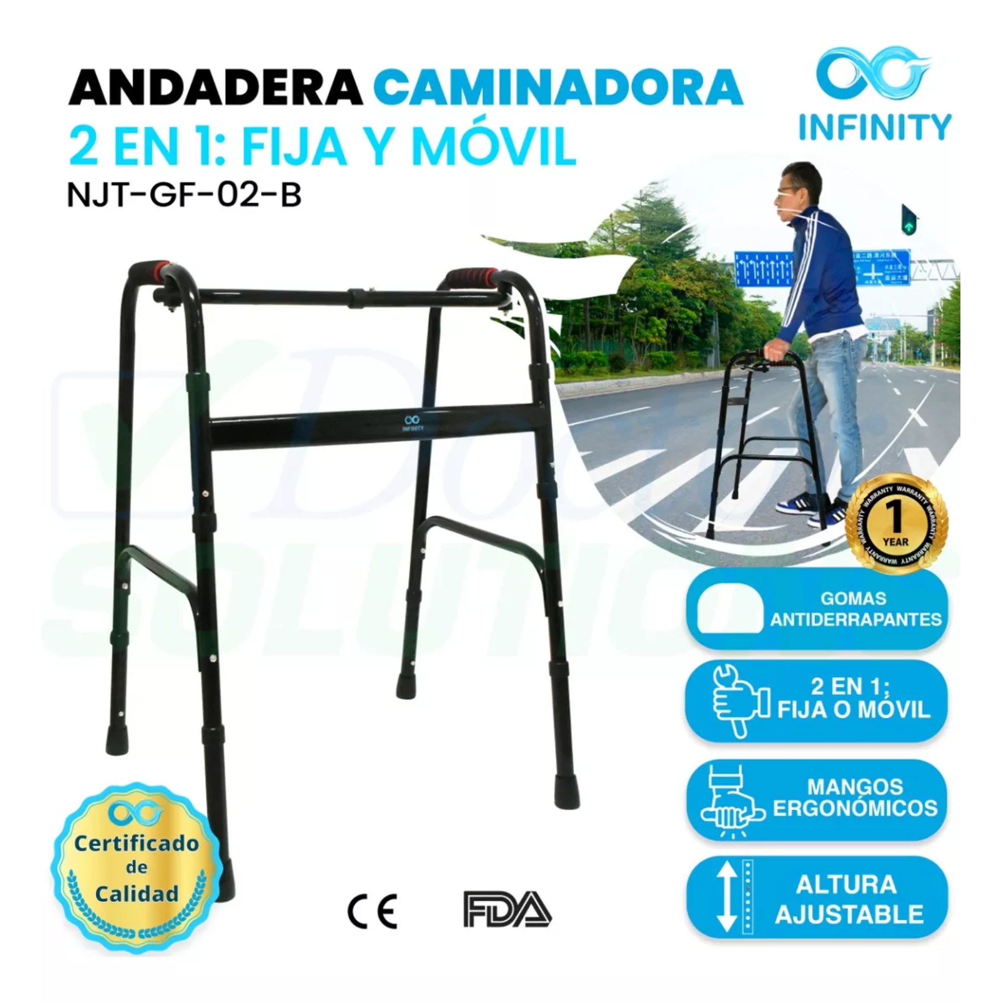 Foto 3 pulgar | Silla De Ruedas Económica Más Andadera Reforzada Infinity