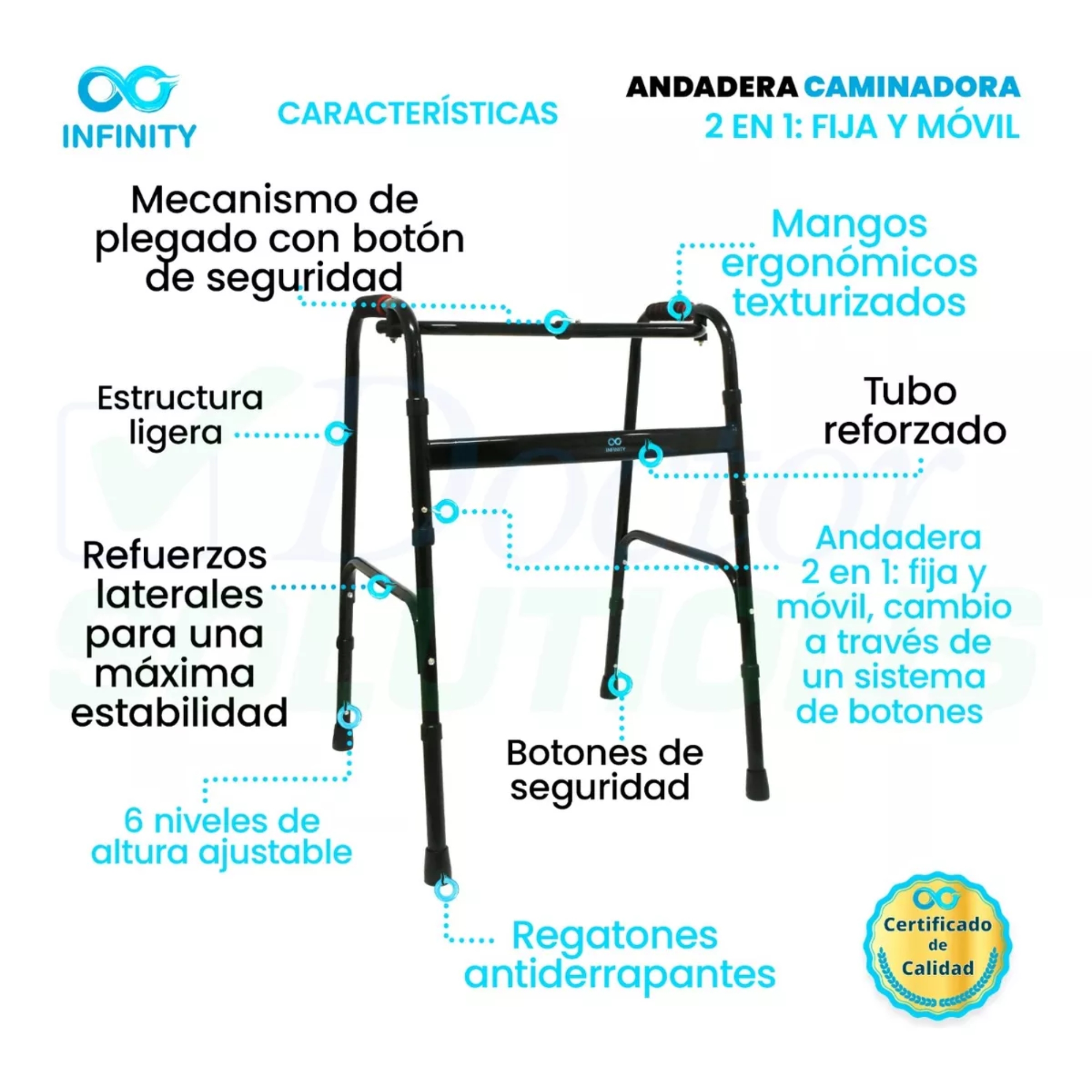 Foto 4 | Silla De Ruedas Económica Más Andadera Reforzada Infinity