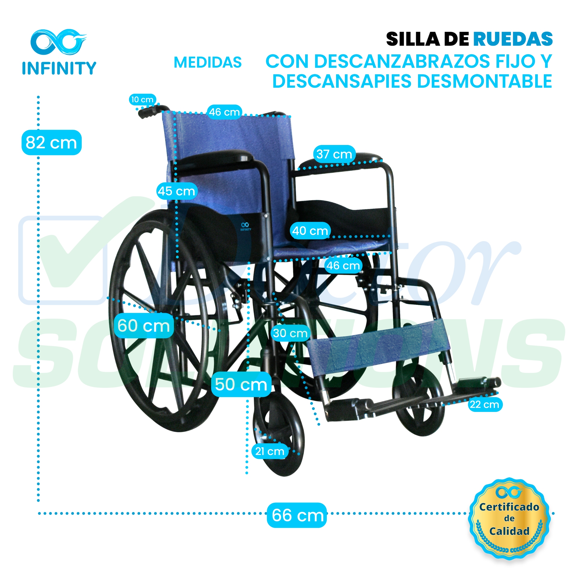 Foto 3 | Silla de Ruedas Infinity Plegable Todoterreno Compacta Azul