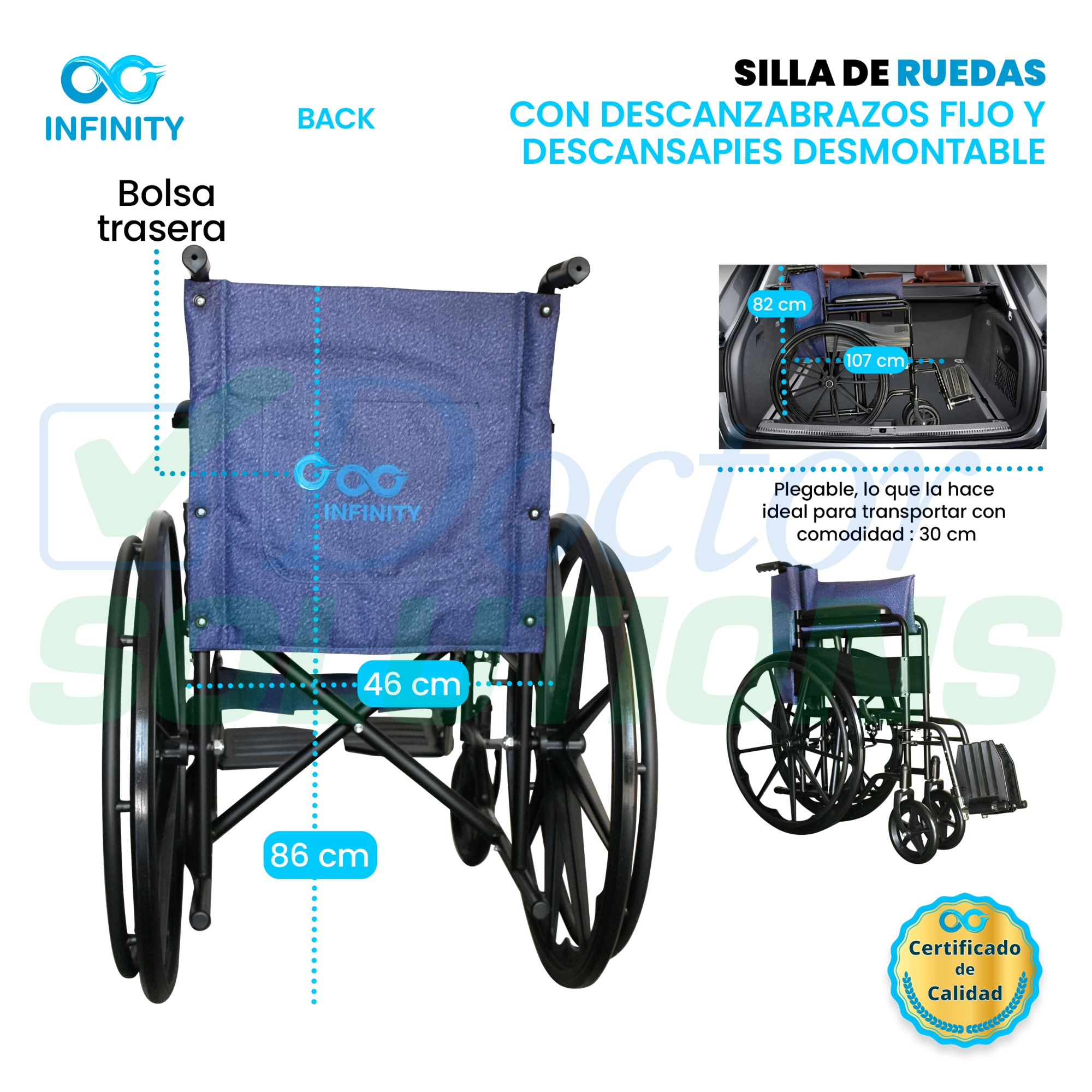 Foto 5 pulgar | Silla de Ruedas Infinity Plegable Todoterreno Compacta Azul