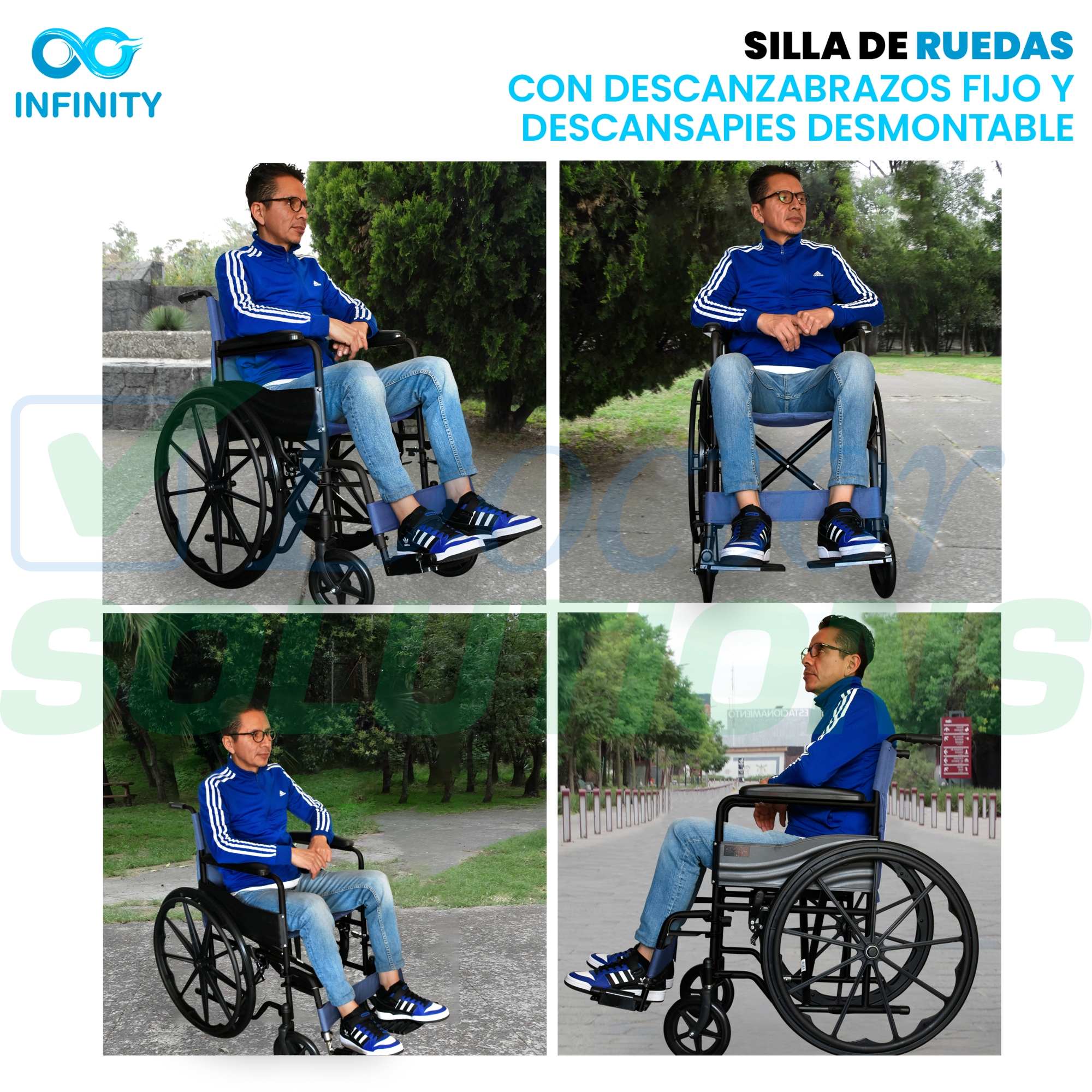 Foto 7 | Silla de Ruedas Infinity Plegable Todoterreno Compacta Azul