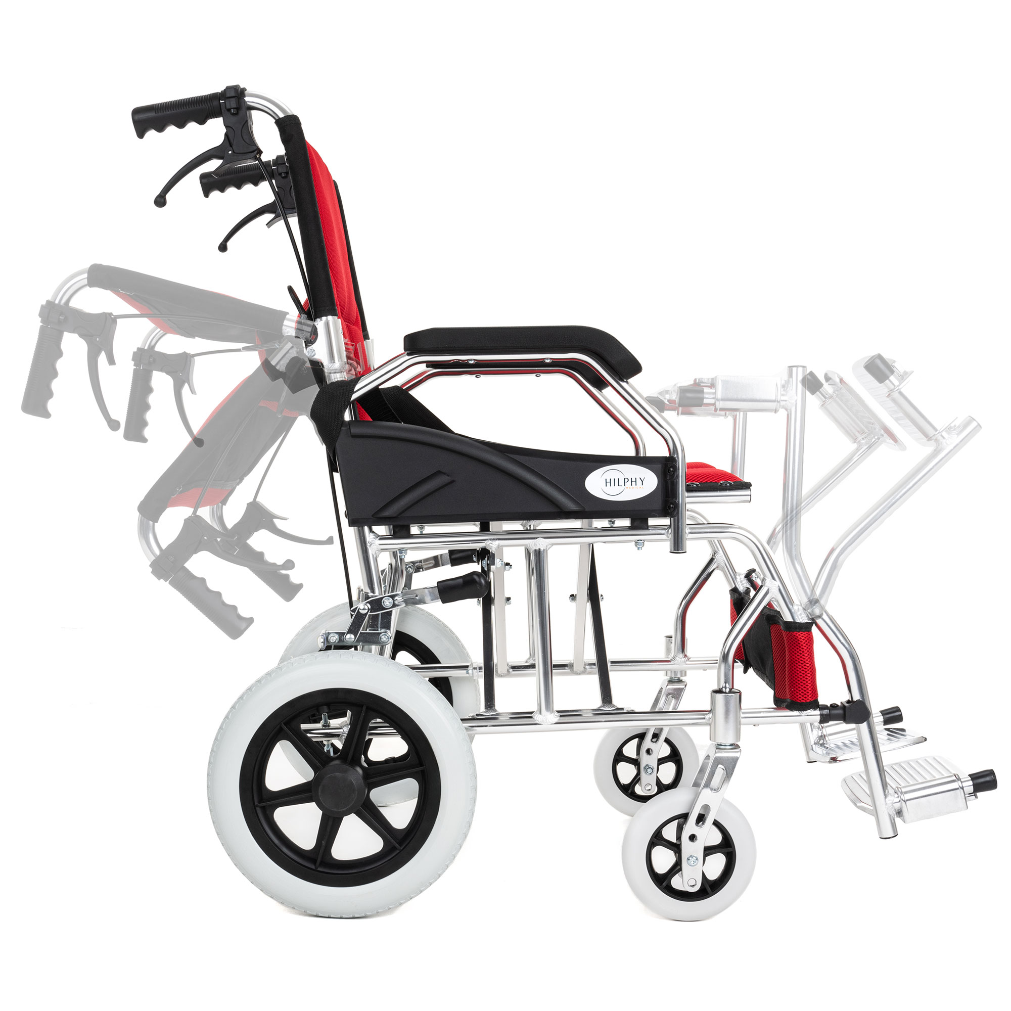 Foto 3 pulgar | Silla de Ruedas de Traslado Hilphy Medical Hil63f3roj Roja