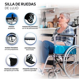 Foto 4 | Silla de Ruedas de Lujo Plegable Compacta Todo Terreno
