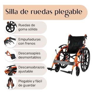 Foto 2 | Silla Ruedas Deportiva Ligera Aluminio Plegable + Rueditas