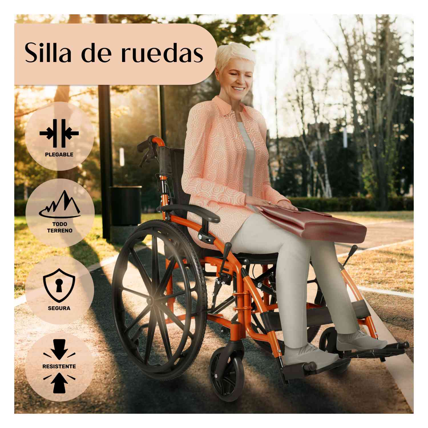 Foto 6 | Silla Ruedas Deportiva Ligera Aluminio Plegable + Rueditas