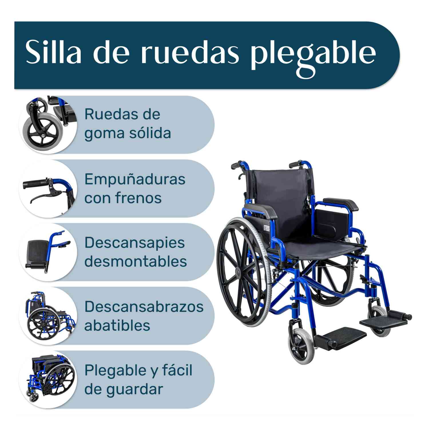 Foto 3 pulgar | Silla Ruedas Plegabble Ligera Aluminio Todo Terreno 2 Frenos