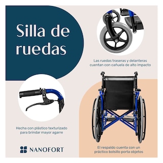 Foto 5 | Silla Ruedas Plegabble Ligera Aluminio Todo Terreno 2 Frenos