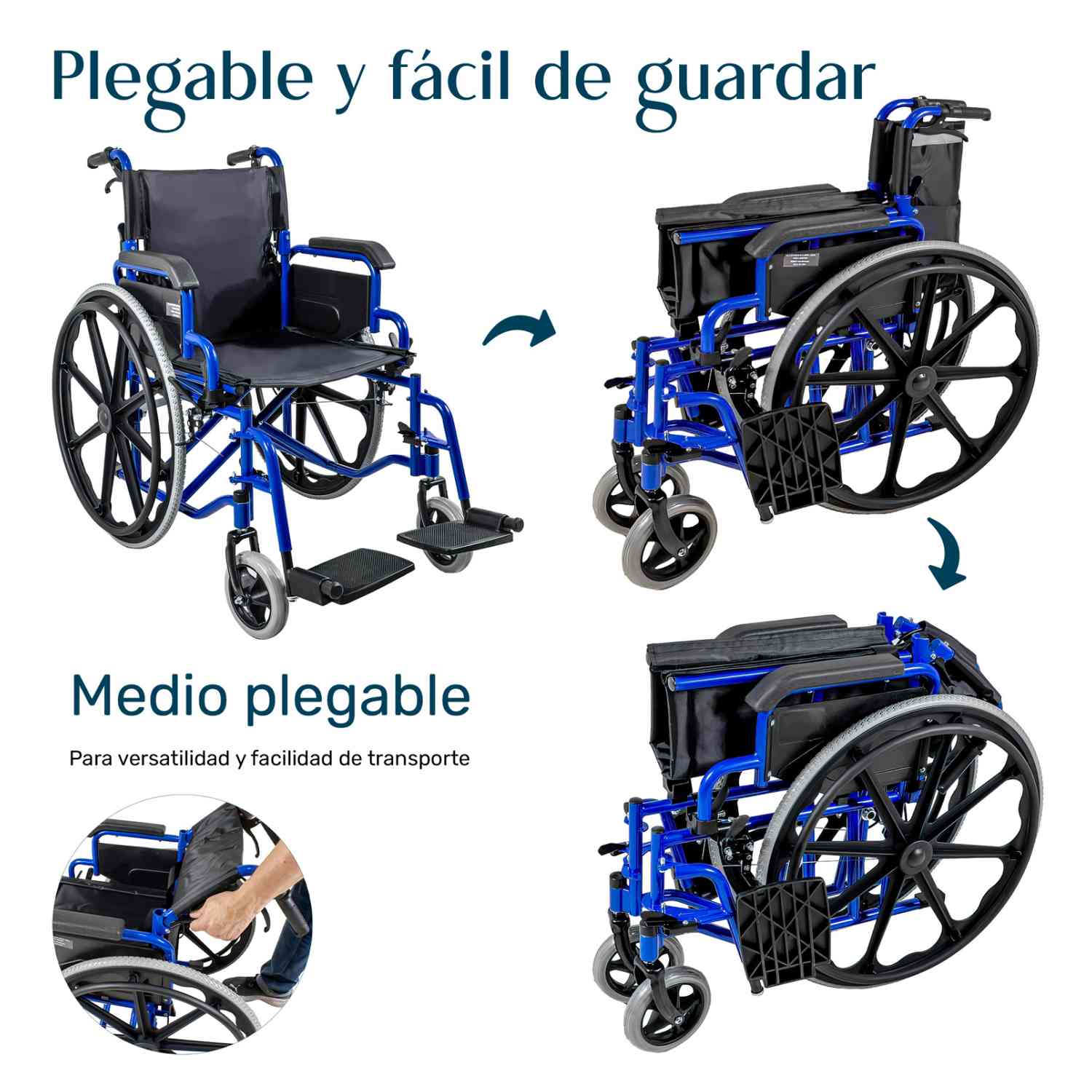 Foto 7 pulgar | Silla Ruedas Plegabble Ligera Aluminio Todo Terreno 2 Frenos