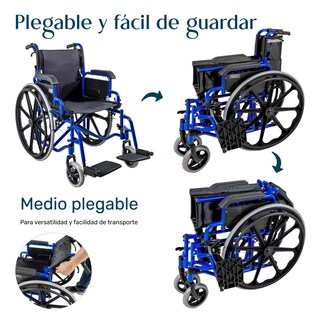 Foto 6 | Silla Ruedas Plegabble Ligera Aluminio Todo Terreno 2 Frenos