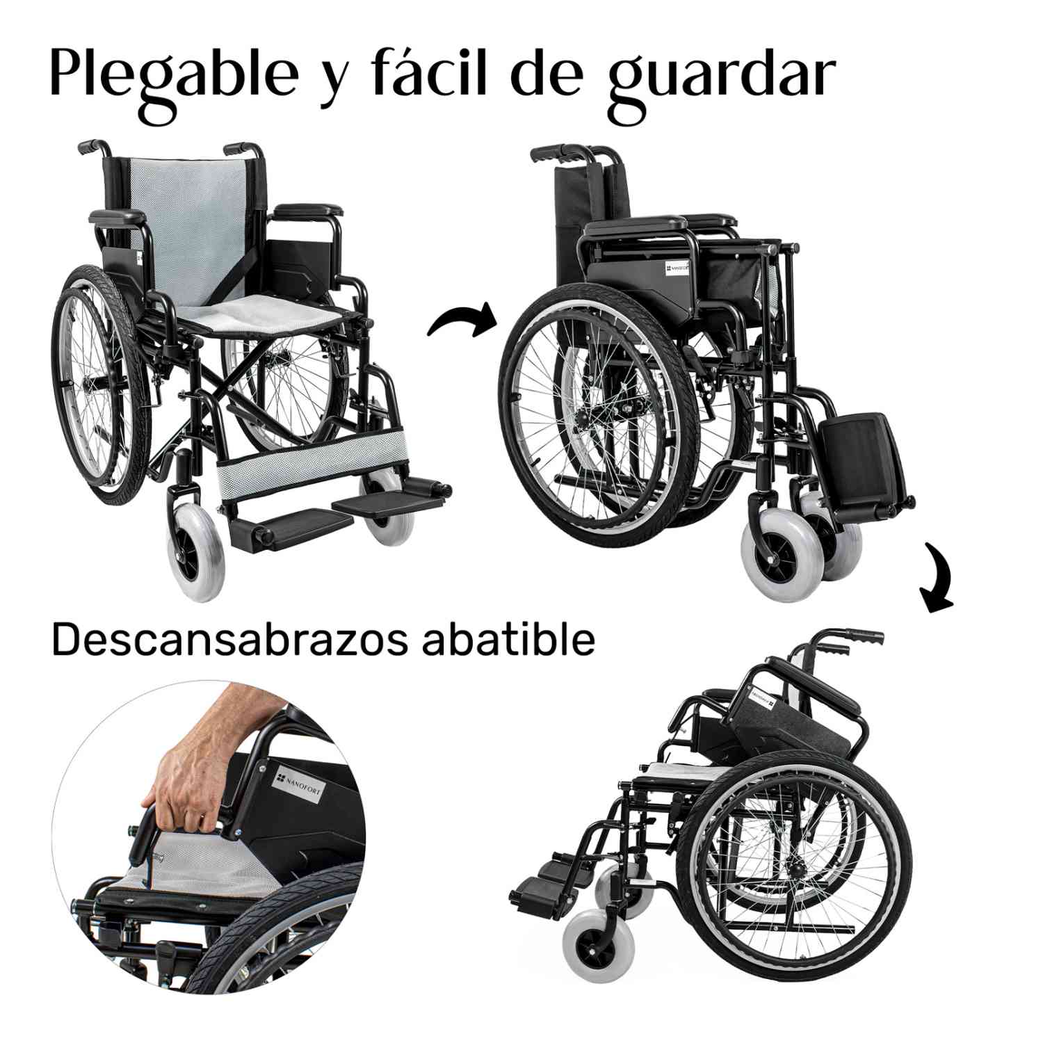 Foto 5 | Silla Ruedas Plegable Todo Terreno Descansa Brazo Abatible