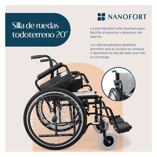 Foto 7 | Silla Ruedas Plegable Todo Terreno Descansa Brazo Abatible