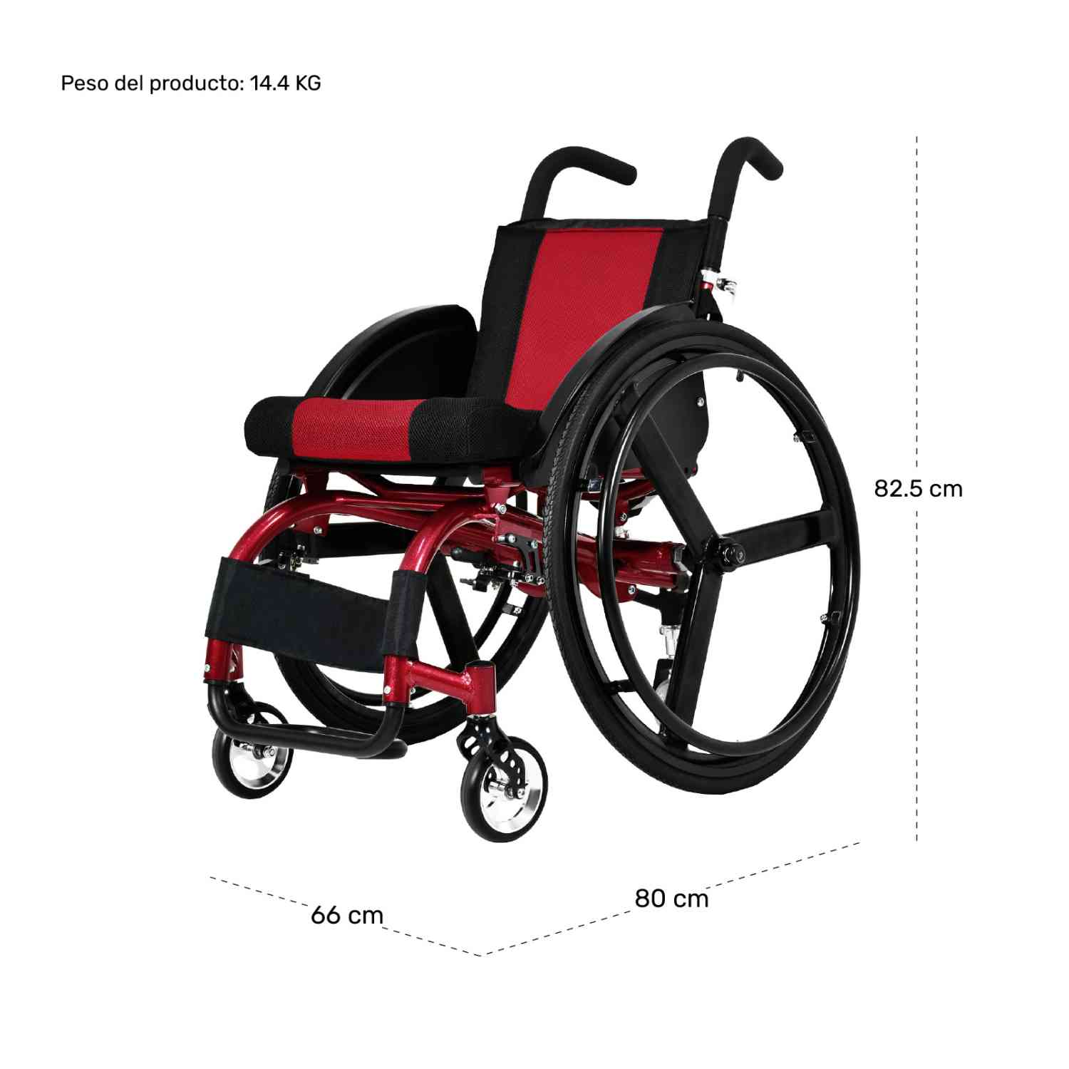 Foto 7 pulgar | Silla de Ruedas Deportiva Nanofort Roja Plegable de Aluminio Ligera Compacta