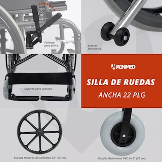 Foto 4 | Silla de Ruedas Sanezy Ancha Bariátrica 22 Pulgadas