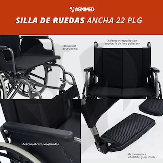 Foto 5 | Silla de Ruedas Sanezy Ancha Bariátrica 22 Pulgadas