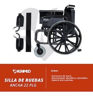 Foto 7 | Silla de Ruedas Sanezy Ancha Bariátrica 22 Pulgadas