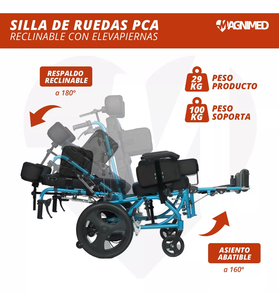 Foto 5 | Silla de Ruedas para Parálisis Cerebral con Elevapiernas y Arnés de Seguridad