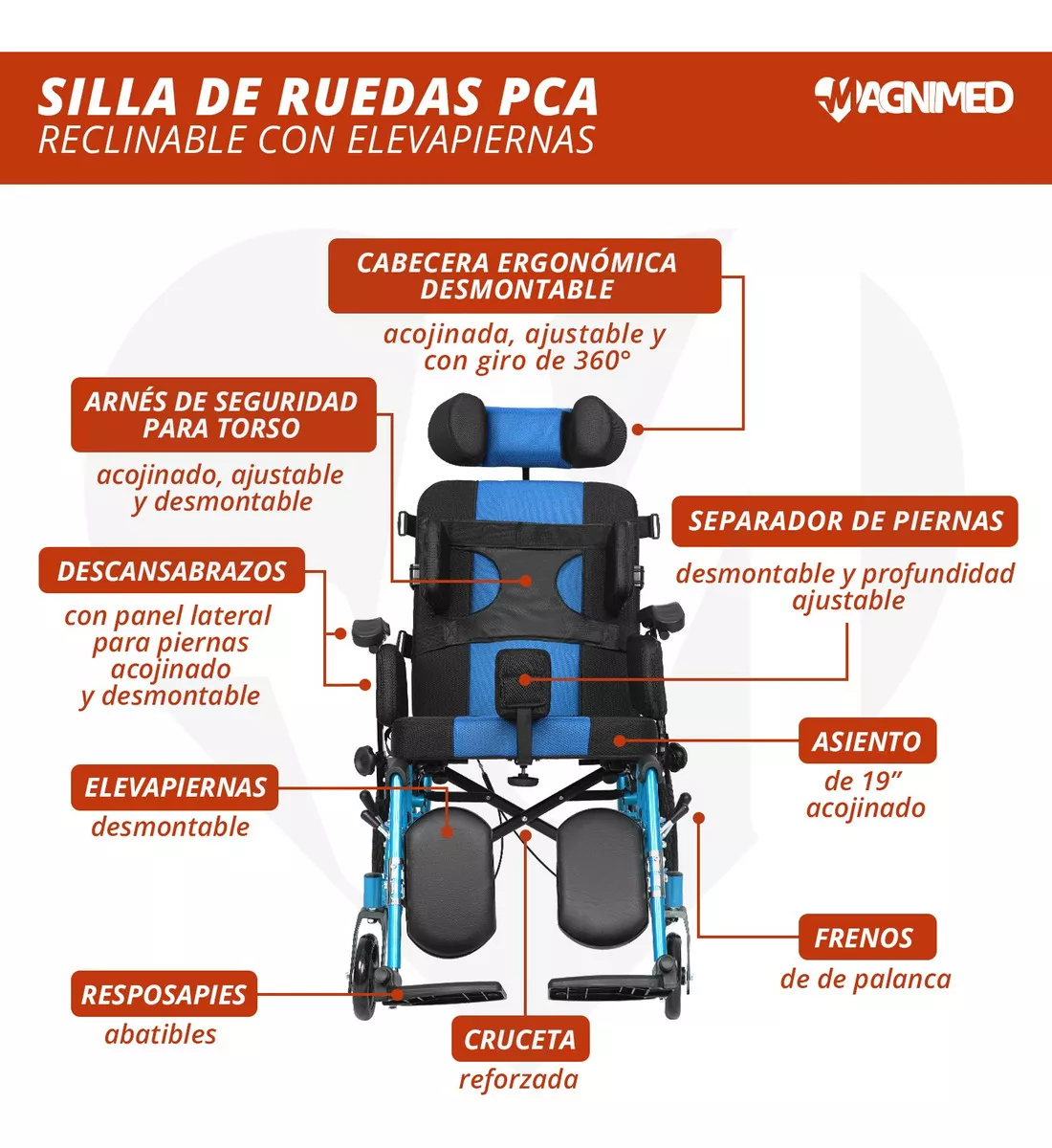 Foto 9 pulgar | Silla de Ruedas para Parálisis Cerebral con Elevapiernas y Arnés de Seguridad