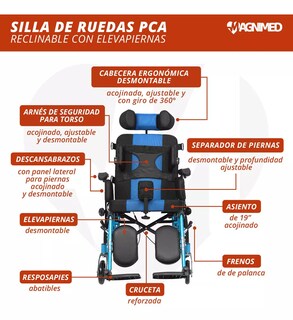 Foto 8 | Silla de Ruedas para Parálisis Cerebral con Elevapiernas y Arnés de Seguridad