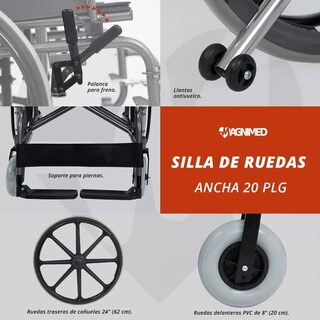 Foto 5 | Silla de Ruedas Sanezy Ancha Bariátrica 20 Pulgadas