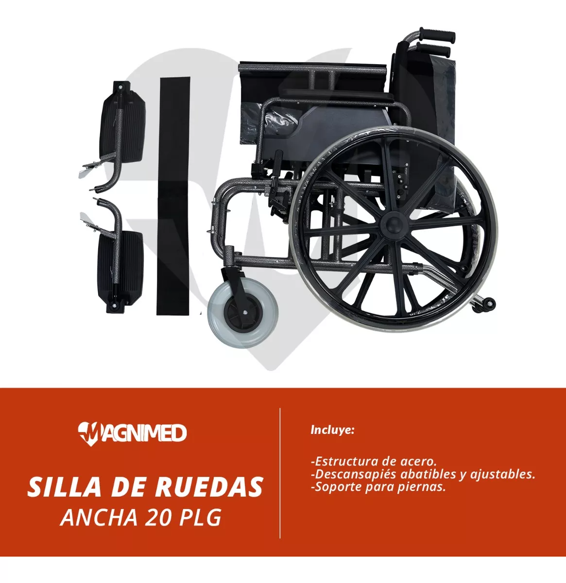 Foto 8 pulgar | Silla de Ruedas Sanezy Ancha Bariátrica 20 Pulgadas