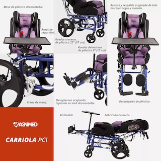 Foto 6 | Silla de Ruedas para Parálisis Cerebral Infantil PCI - Respaldo Reclinable y Soportes Acojinados