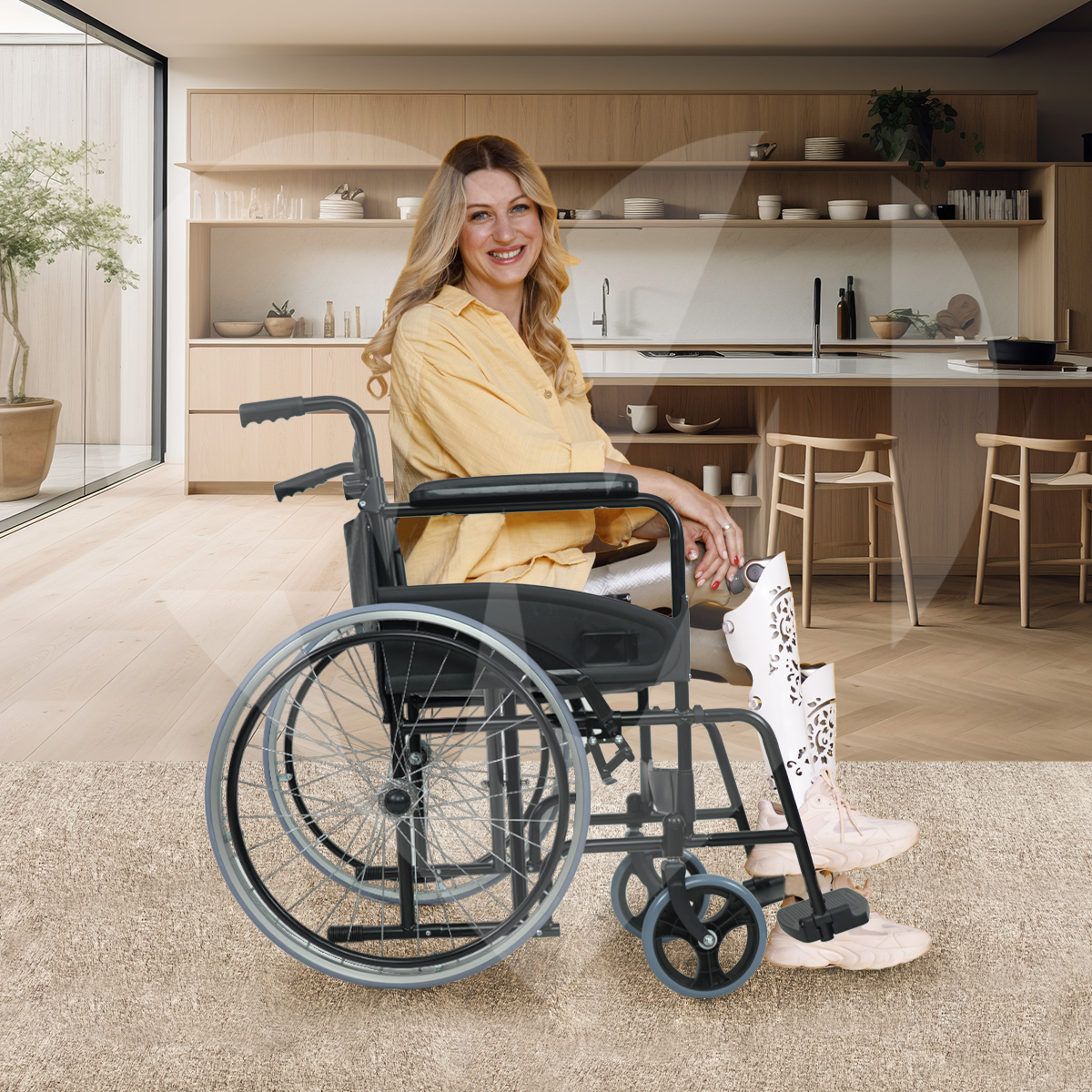 Foto 7 pulgar | Silla De Ruedas Estándar Rin De Rayos | Plegable, Respaldo Ajustable, Soporta Hasta 100 Kg