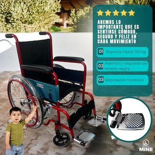 Foto 3 | Silla De Ruedas Infantil Llantas Rayos 22 Para Niños Sc-373