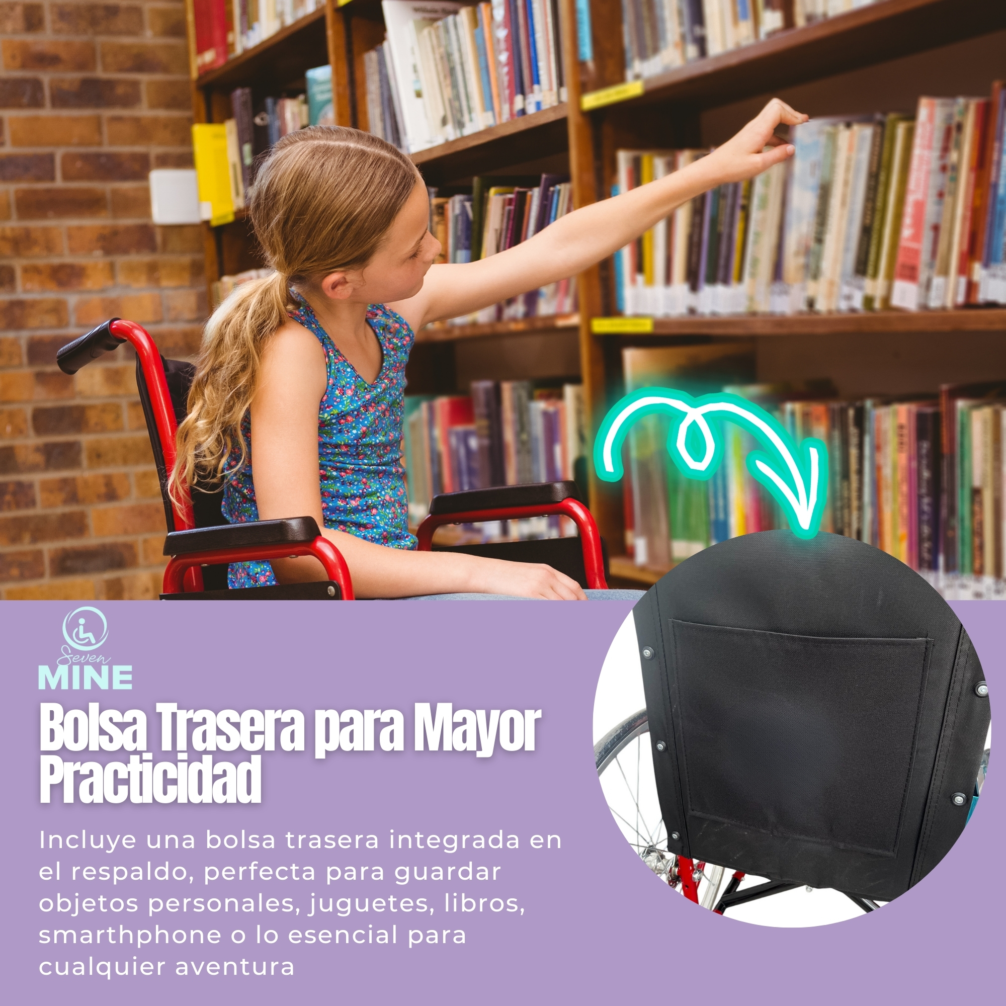 Foto 7 pulgar | Silla De Ruedas Infantil Llantas Rayos 22 Para Niños Sc-373