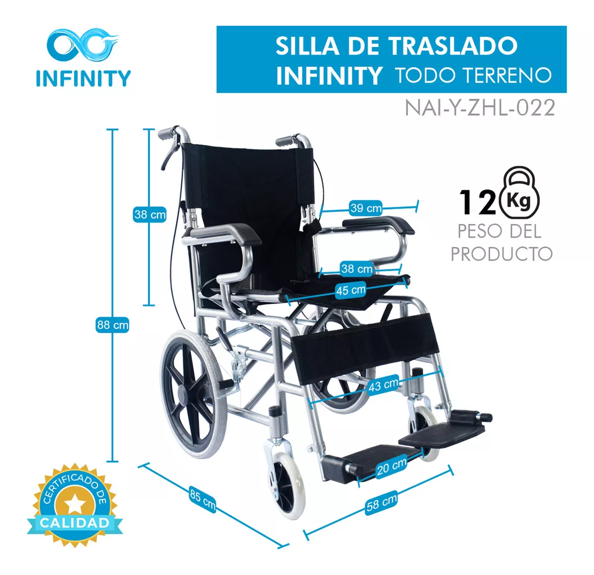 Foto 3 pulgar | Silla De Ruedas Todo Terreno Infinity Para Traslado
